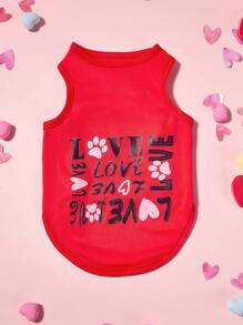PETSIN 1 pieza Camiseta sin mangas con estampado de AMOR rojo para el Día de San Valentín para perros o gatos
