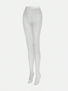 SHEIN ICON Collants transparents ornés de cristaux scintillants et de strass avec perles