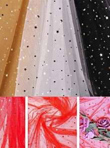 1PC 10 Yards Star Moon Laser Glitter Tulle Roll Soft Sheer Fabric Shimmery Mesh Ribbon For Party Decor DIY Craft Ballet Tutu Wedding Backdrop Stage Costume Sewing - Multicolor - View 4