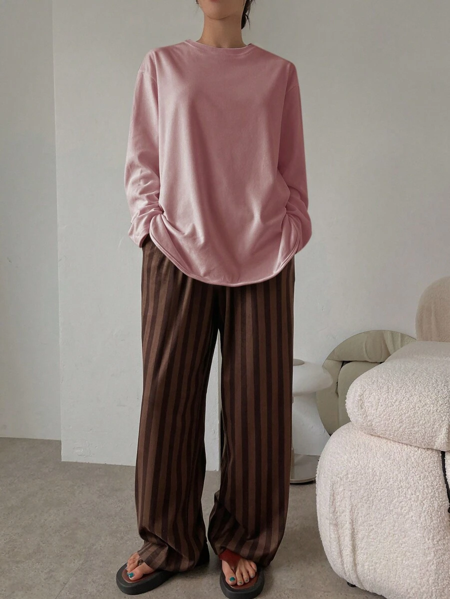 DAZY 冬季涤纶羊毛简约睡衣套装