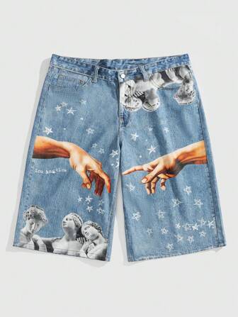 Street Life Jeans en denim décontractés simples avec boutons à l'avant et poche pour hommes
