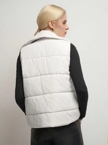 BizChic Women's Vest With Oblique Placket And Zipper, Office/Commuter Clothing, Elegant - White - View 7