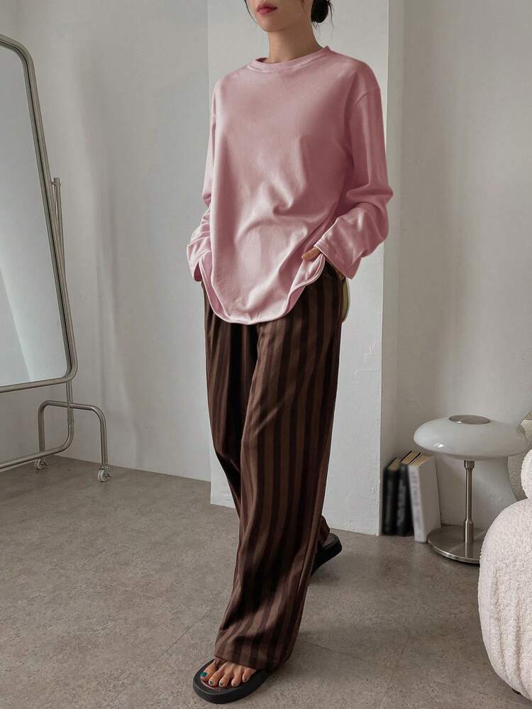 Winter Polyester Fleece Simple Pajama Set