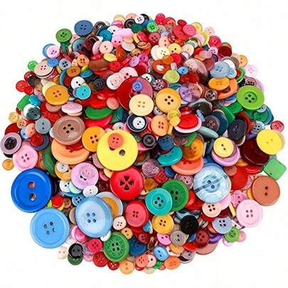 100/200/600pcs Assorted Size Round Resin Buttons - Bulk Mixed 2 & 4 Hole Sewing Buttons DIY Craft Buttons For Clothing Repair, Scrapbooking, Embellishments Handmade Garment Decor, Jute Twine Crafts & Wedding Favors Sewing Kit Refill, Kindergarten Art Supplies, Party Decoration Accessories