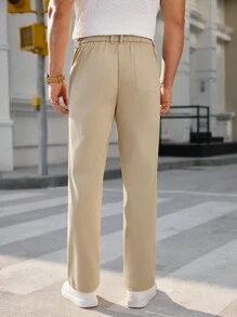 Manfinity VCAY Men's Slim Fit Straight Leg Casual Pants, Suitable For Everyday Wear - Khaki - View 2
