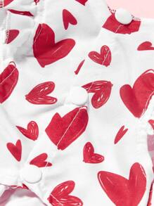 PETSIN 1 buah Gaun Hewan Peliharaan untuk Hari Valentine, Motif Hati Merah, Lengan Pendek Berkerut, Kancing Depan, Cocok untuk Semua Anjing - MultiWarna - View 7