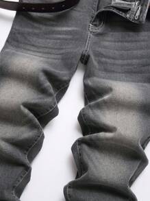 Manfinity Homme Men's Pocketed Fitted Casual Versatile Jeans - Grey - View 4