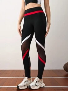 Cheerettes Women's Solid Color Patchwork Pocket Simple Slim Fit Yoga Leggings