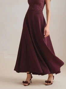 Anewsta Conjunto de vestido de línea A de manga abullonada y cintura ceñida, elegante para ir al trabajo y moderno para el verano, Año Nuevo, Día de San Valentín
