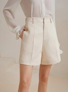 Anewsta Pantalones cortos de mujer de unicolor con textura de jacquard, versátiles y de moda, conjunto de atuendos de verano para festival y salir