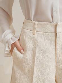 Anewsta Pantalones cortos de mujer de unicolor con textura de jacquard, versátiles y de moda, conjunto de atuendos de verano para festival y salir