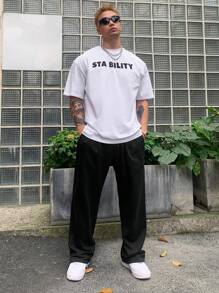 DAZY Pantalones deportivos casuales para hombres con cintura elástica y cordón, bloque de color, pierna recta