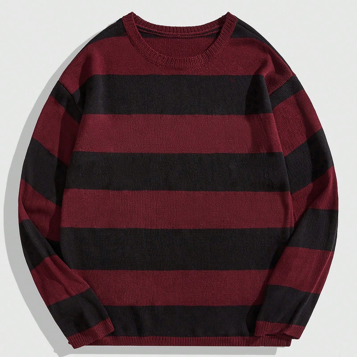 Jersey informal de cuello redondo con rayas de contraste para hombre, otoño/invierno