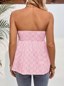 SHEIN Camiseta de tirantes de maternidad con volantes, bordado y lazo frontal en color liso