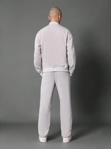 SUMWON 修身尼龙飞行员夹克和修身长裤两件套 - 卡其色 - 查看 3