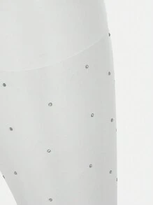 SHEIN ICON Collants transparents ornés de cristaux scintillants et de strass avec perles