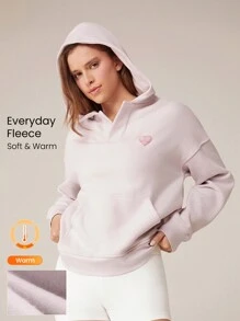 GLOWMODE V-Neck Oversized Tennis Graphic Hoodie With Kangoroo Pocket - Dusty Pink - View 1