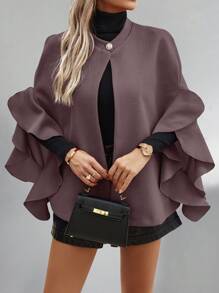 SHEIN Clasi Women's Solid Color Button Front Casual Blouse, Everyday Wear - Dusty Purple - View 5