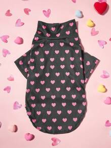 PETSIN 1 Pezzo Maglietta casual e comoda per cani a collo alto, a maglia, a forma di cuore rosa, adatta a tutti gli animali domestici, per la Festa di San Valentino - Multicolore - Visualizzare 5