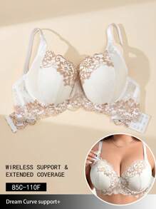 1pc Plus Size Lace Underwire Lingerie Bra - Multicolor - View 3