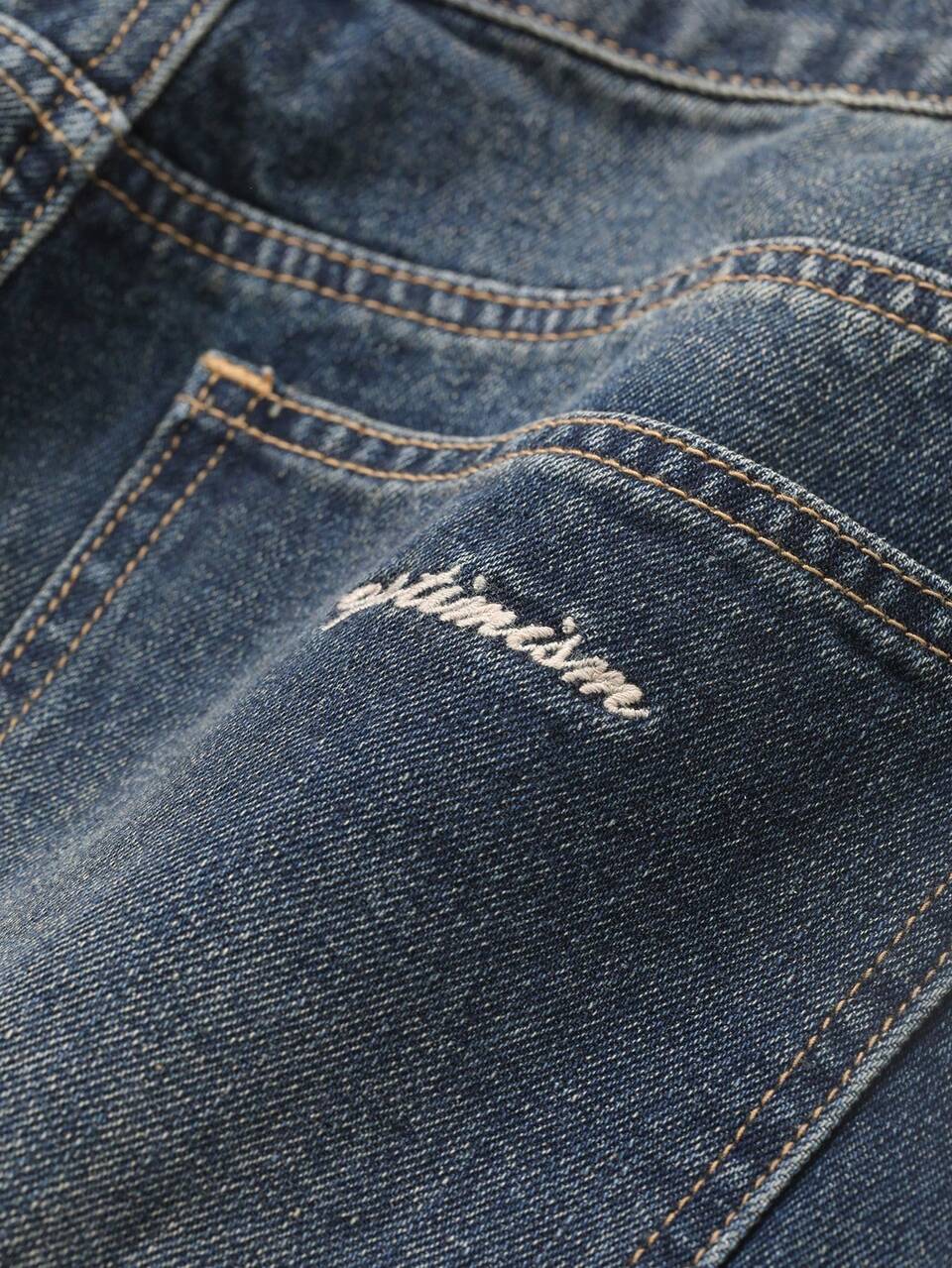 Solid Color Men's Casual Loose Fit Cargo Pockets Denim Jeans, Autumn