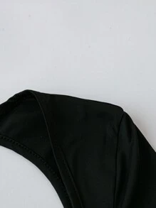Chiquease French Sexy Slim Fit Solid Color Pleated Square Collar Long Sleeve Dress For Women, Autumn/Winter - Black - View 3