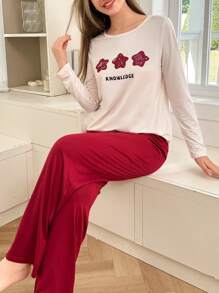 Dream Adore Women's Red Floral Print Casual Sleepwear Set, Stylish And Comfortable For Daily Wear
