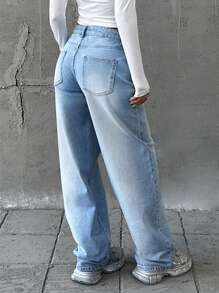SHEIN VROUWEN WIJDE LEG LAGE TAILLE JEANS