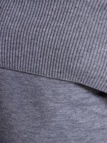 MUSERA Knitted Rib Bardot Playsuit Thanksgiving Chic Spring - Grey - View 6