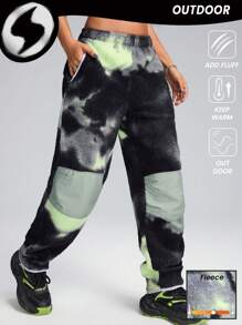 Innovista Calças esportivas com costura de tecido de colisão vibrante tie-dye com bolso, agasalho esportivo, casual e diário, roupas combinando, calças esportivas femininas, jogging esportivo, calças com design de articulação do joelho, calças largas, calças de moletom empilhadas, roupa feminina de outono e inverno, atividades ao ar livre, corrida, roupas para clima frio - Multicolorido - Ver 10