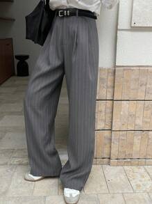 DAZY Women's Striped Casual Business Long Pants,Women Dress Pants Fall