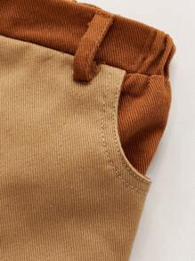 THE HAPPY LOOK Pantalones casuales rectos y sueltos de niño con bolsillo de panel de contraste - Caqui - Ver 5