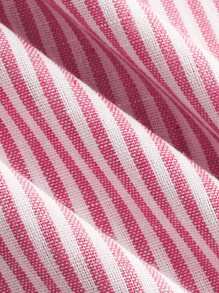 SHEIN EZwear Pantalones casuales holgados de pierna ancha de cintura alta con rayas tejidas para mujer