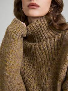 Ontre Mid-Length Stand Collar Long Sleeve Knit Dress, Suitable For Spring And Valentine's Day - Green - View 1