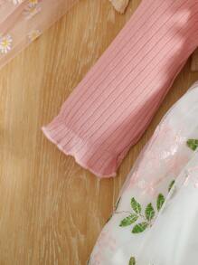 SHEIN Elegant Embroidery Organza Dress For Baby Girl, Occasion Wear