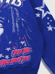 ROMWE MEN Street Life Heren Casual Hoodie Sweatshirt met Grafische Print