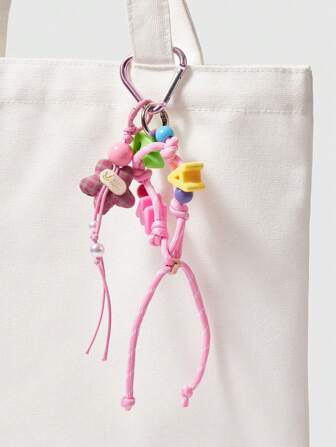 Kawaii 1 pieza Accesorio colgante para bolso con trenza de chocolate estilo Maillard
