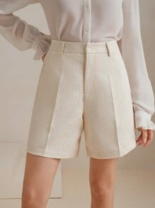 Anewsta Pantalones cortos de mujer de unicolor con textura de jacquard, versátiles y de moda, conjunto de atuendos de verano para festival y salir
