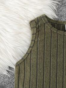 Conjunto informal de 2 piezas para niñas preadolescentes compuesto por sudadera con capucha de punto dulce y pantalón con cordón estampado camuflaje - Verde militar - Ver 6