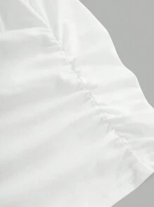 SHEIN Girlism 青少年女孩休閒圓領短袖蝴蝶結上衣 - 白色 - 查看 4