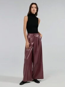 Ontre Ropa de mujer 2025 de estilo vintage chic y urbano, pantalones de pata ancha color burdeos, adecuado para el Día de San Valentín y otras festividades