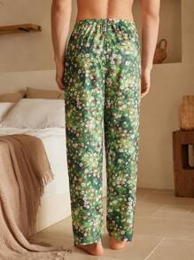 Manfinity ChillVibe Pantalones de estar por casa casuales con cintura elástica y estampado de toda la prenda para hombres