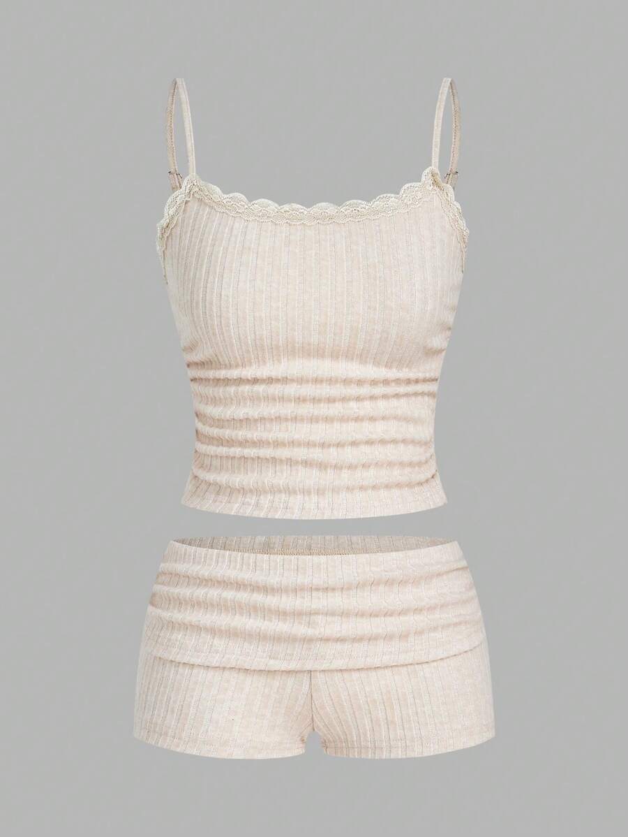 SHEIN EZwear 女士 2 件套休闲纯色吊带背心和短裤