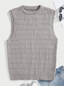 Manfinity VCAY Chaleco de punto holgado de cuello redondo para hombre, talla grande y sin mangas, adecuado para otoño/invierno