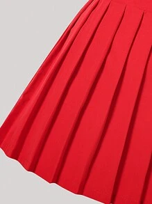Wildeya Conjunto de 2 piezas para niña preadolescente: Camiseta de manga corta negra con estampado de rosa y letra, combinada con falda mini plisada roja. Elegante y encantador, apto para la escuela, salidas y festivales musicales, para todo el año.