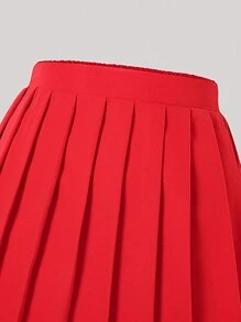Wildeya Conjunto de 2 piezas para niña preadolescente: Camiseta de manga corta negra con estampado de rosa y letra, combinada con falda mini plisada roja. Elegante y encantador, apto para la escuela, salidas y festivales musicales, para todo el año.