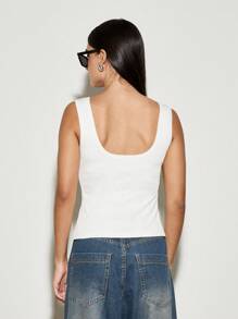 AiiRZ Embroidered Logo Square Neck Tank Top - White - View 2