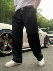 DAZY Pantalones deportivos casuales para hombres con cintura elástica y cordón, bloque de color, pierna recta