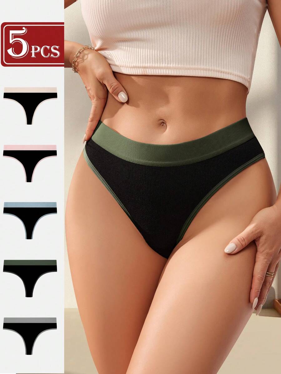 5 件套女士性感丁字裤套装 - 彩色 - 查看 1