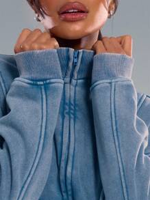 MUSERA Washed Zip Through Sweatshirt Casual, Airport Outfit. Active Graduation,Back To School Outfits,Graduation,Teacher Outfits For Women,Back To School